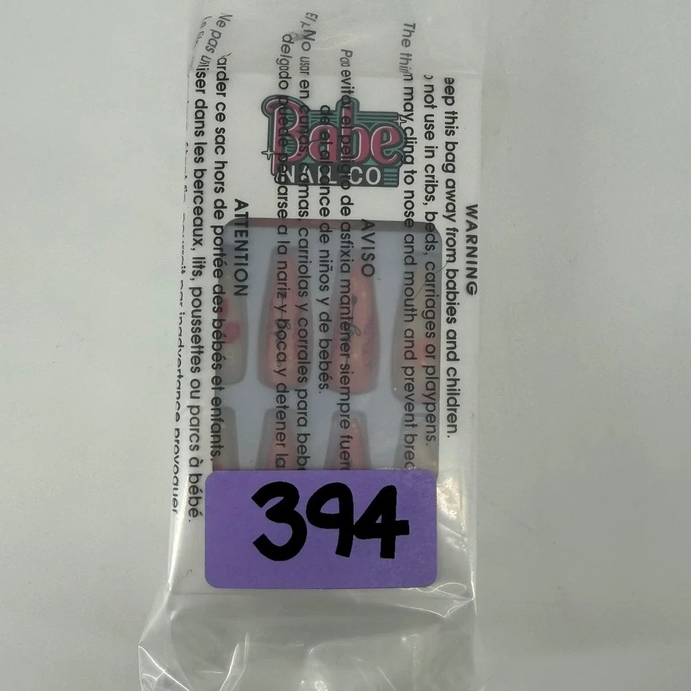 Babe Nail Co‎ 3 pack Valentines Press On Nails Heart Love Kiss Lip Glitter- long